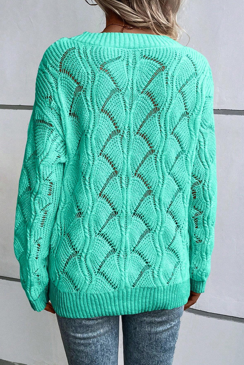 Hollow Knit V Neck Sweater Florida Girl Fashion Boutique