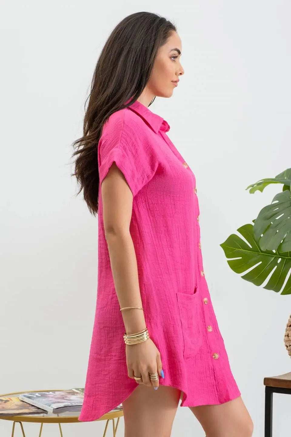 Collard Button Down Tunic Dress Florida Girl Fashion Boutique