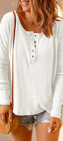 Waffle Knit Henley Top Florida Girl Fashion Boutique