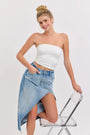 Cello High Rise Midi Skirt with Curved Cutout Cello Jeans