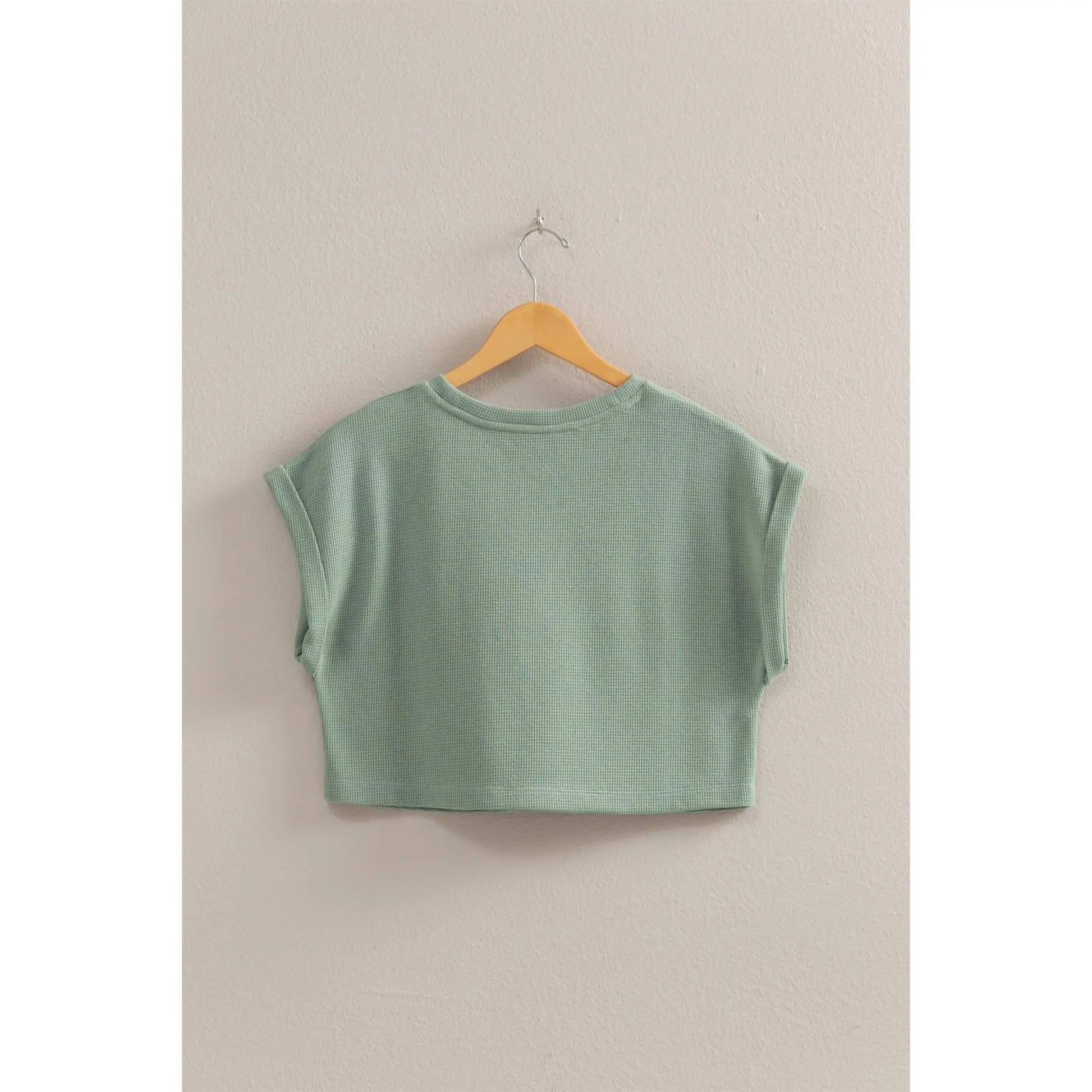 Waffled Knit Short Sleeve Crop Top HYFVE