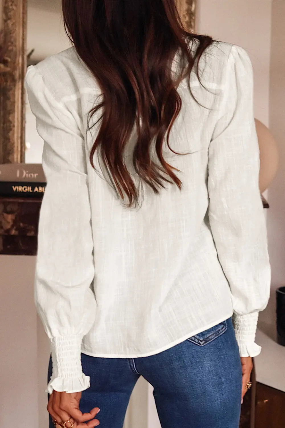 Floral Embroidered Shirred Sleeve Blouse Florida Girl Fashion Boutique