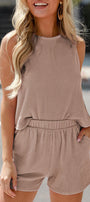 Brown Corded Top and Shorts Set Florida Girl Fashion Boutique