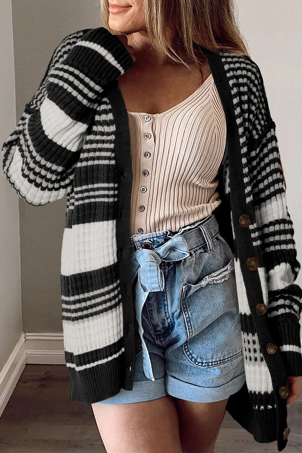 Black and White Colorblock Cardigan Florida Girl Fashion Boutique