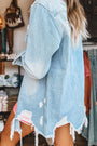 Distressed Long Denim Jacket Florida Girl Fashion Boutique