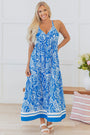 Blue Paisley Crisscross Backless Maxi Dress Florida Girl Fashion Boutique