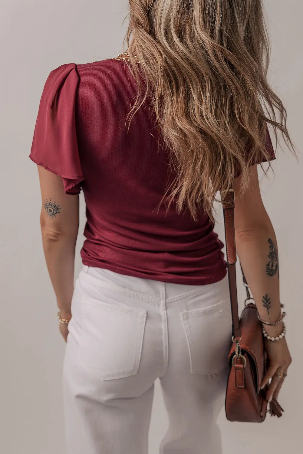 Burgundy Mesh Sleeve Top Florida Girl Fashion Boutique
