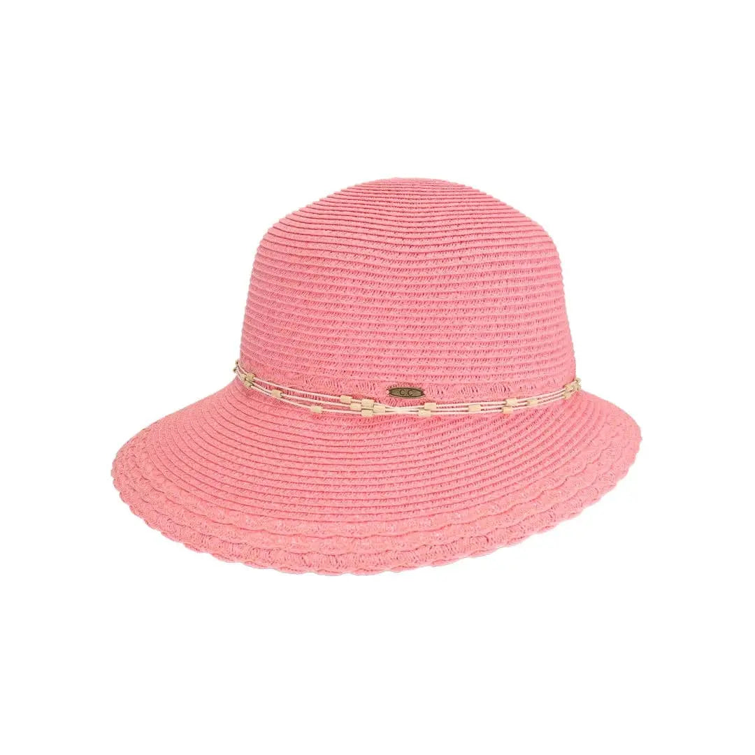 Wooden Bead Trim Cloche Sun Hat C.C Beanie