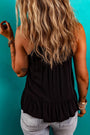 Black Floral Embroidered Ruffled Tank Florida Girl Fashion Boutique