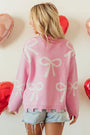 Pearl Beaded Bowknot Distressed Hem Sweater Florida Girl Fashion Boutique