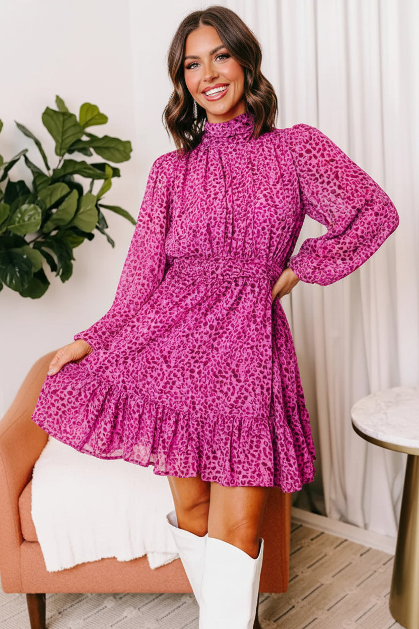 Pink Leopard Ruffle Dress Florida Girl Fashion Boutique