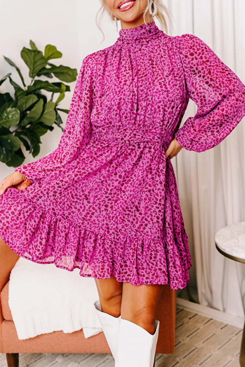 Pink Leopard Ruffle Dress Florida Girl Fashion Boutique