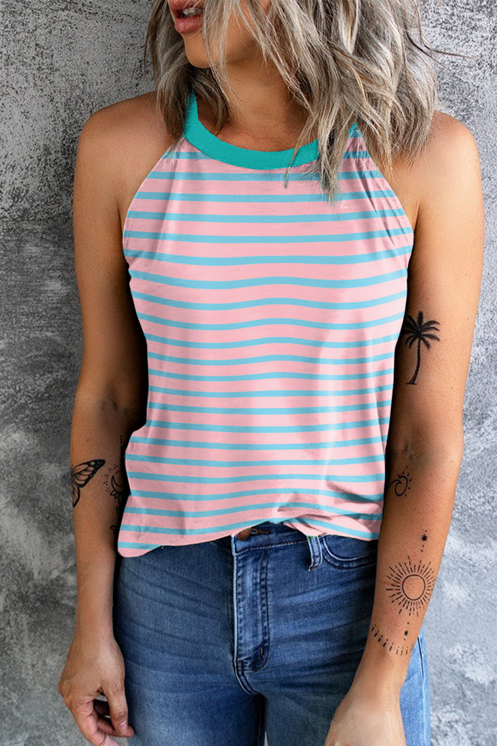 Bubblegum Striped Halter Tank Florida Girl Fashion Boutique