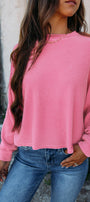 Pink Corded Long Sleeve Top Florida Girl Fashion Boutique
