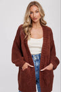 CHUNKY CABLE LANTERN SLEEVE CARDIGAN Bluivy
