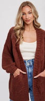 CHUNKY CABLE LANTERN SLEEVE CARDIGAN Bluivy