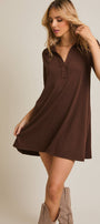 Chocolate Dream Collared Mini Dress 🤎
