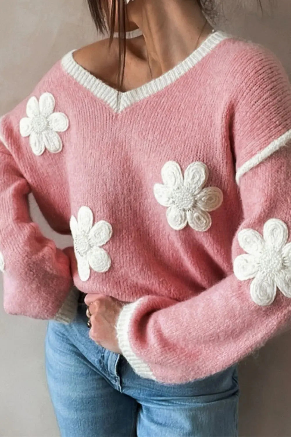 Pink Flower Sweater Florida Girl Fashion Boutique