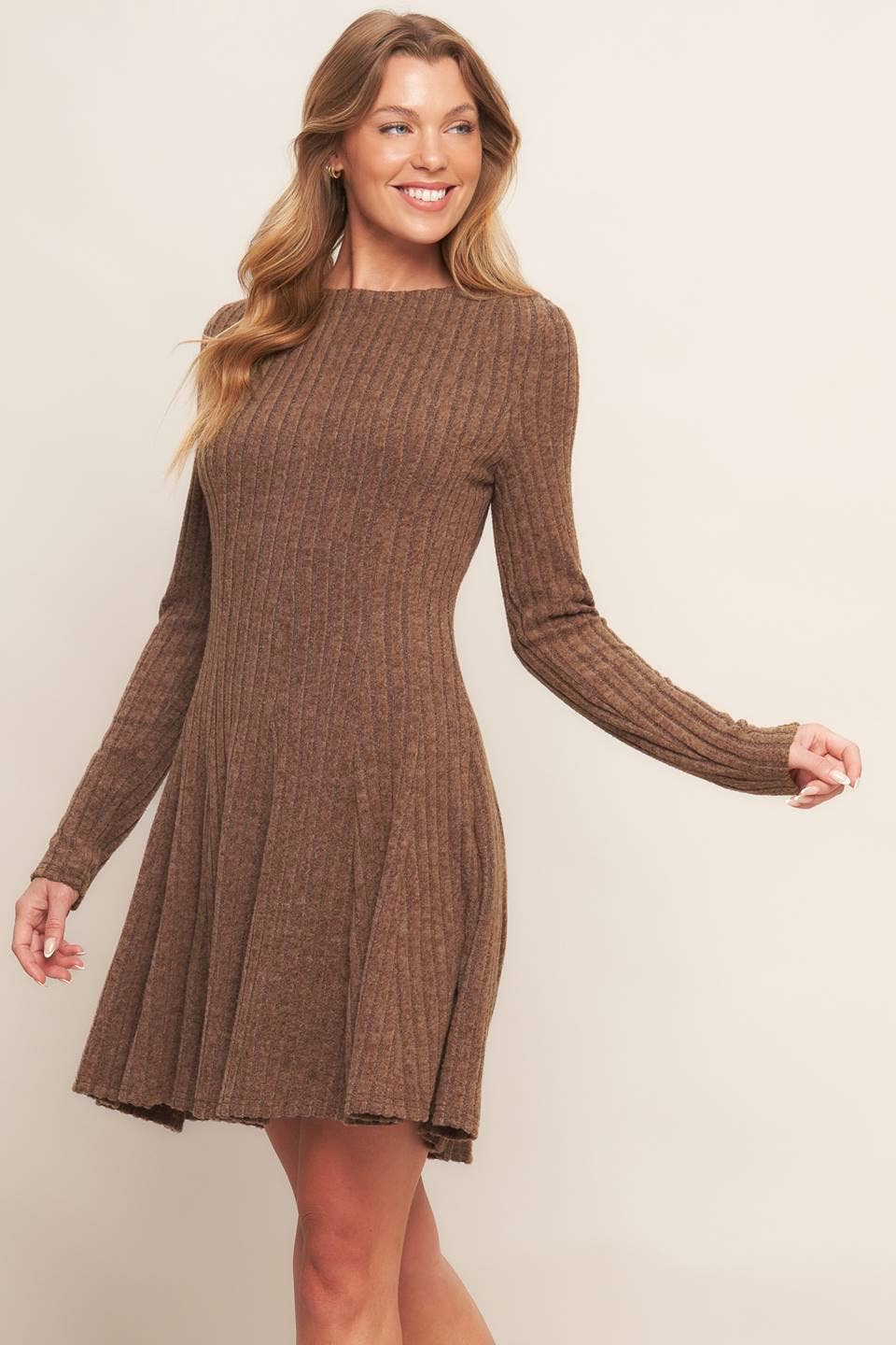 Cocoa Crush Ribbed Mini Dress
