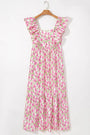 Pink Floral Ruffle Sleeve Maxi Dress Florida Girl Fashion Boutique