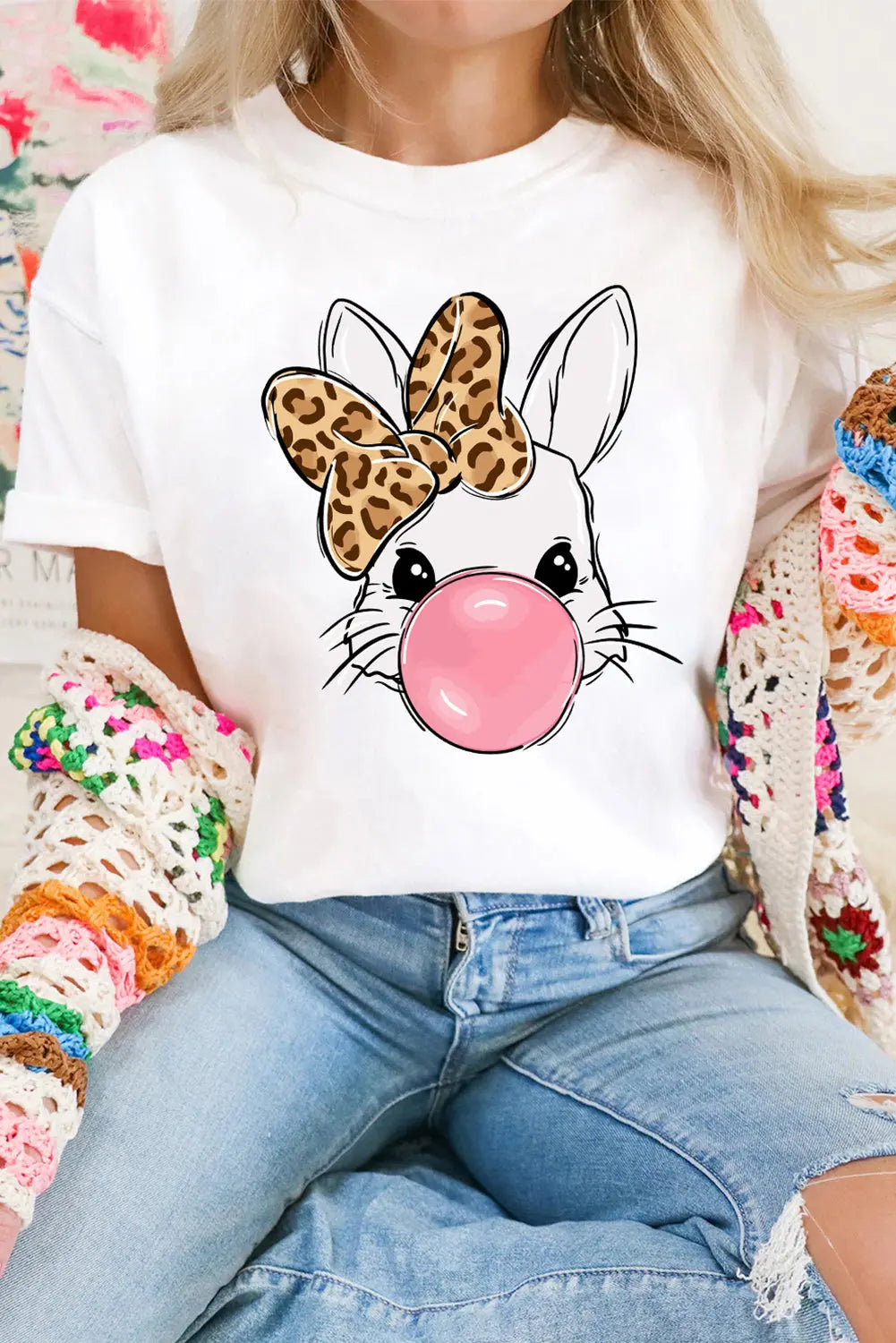 Leopard Bow Bubble Bunny Tee Florida Girl Fashion Boutique