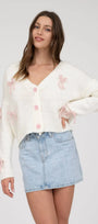 Bow Detailed Cropped Cardi Blu Pepper