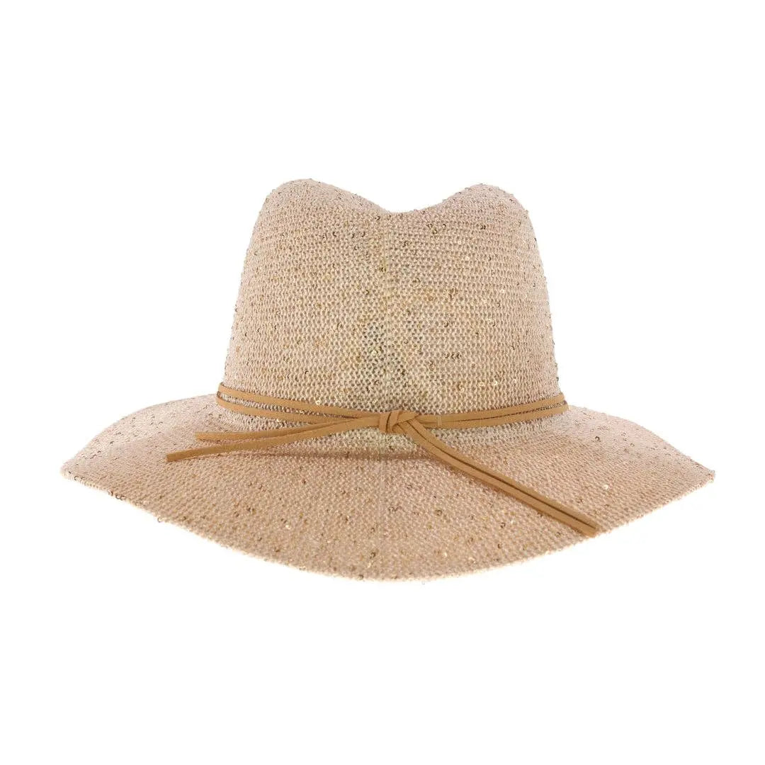 Knit Sequin Adorned Panama Hat C.C Beanie
