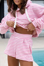 Pink Stripe Hoodie and Shorts Set Florida Girl Fashion Boutique