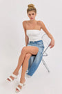 Cello High Rise Midi Skirt with Curved Cutout Cello Jeans