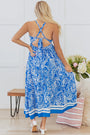 Blue Paisley Crisscross Backless Maxi Dress Florida Girl Fashion Boutique