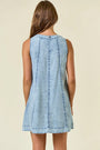 Chambray Round Neckline Sleeveless A-Line Mini Dress -28027D Doe and Rae