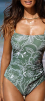 Green Floral One-Piece Swimsuit Florida Girl Fashion Boutique