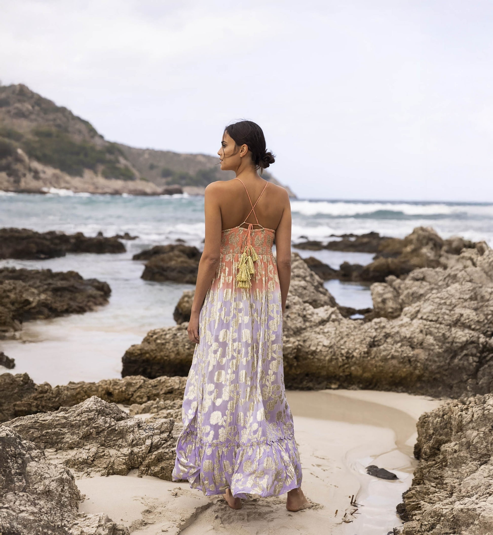 Miss June Paris Maxi Dress Marley - Peach/Lilac