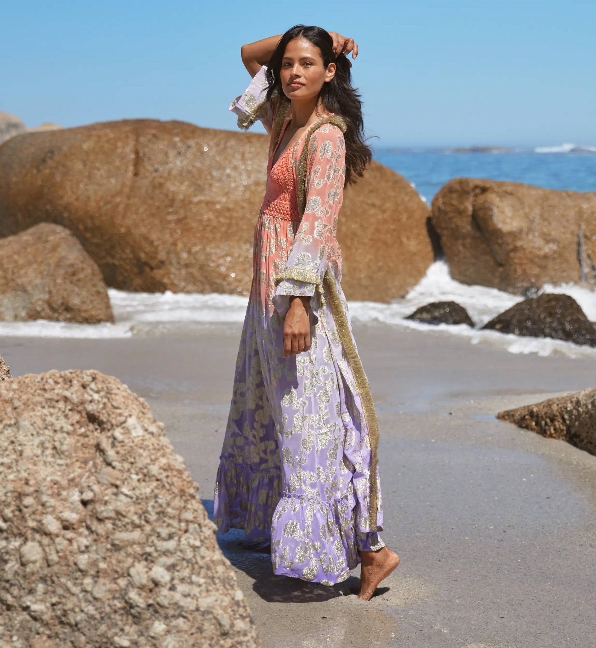 Miss June Paris Maxi Dress Marley - Peach/Lilac