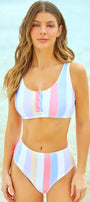 Button Top Striped Bikini Florida Girl Fashion Boutique